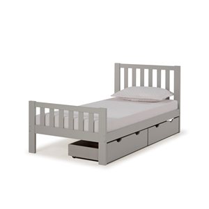 Alaterre Aurora Dove Grey Twin Frame Bed with Integrated Storage
