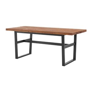 Alaterre Walden Rustic Chestnut 30-in H Rectangular Table, Wood with Black Metal Base
