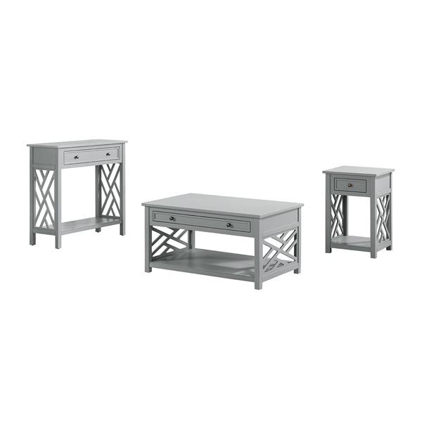 Alaterre Coventry Grey Pine Accent Table Set 3Piece ANCT01131840 RONA
