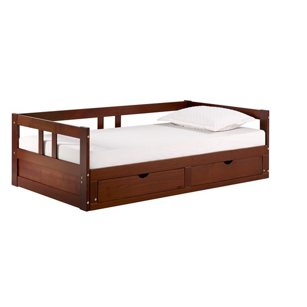 Alaterre Melody Chestnut Twin Extendable Day Bed with Integrated ...