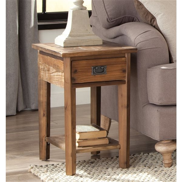 Alaterre Revive Brown Wood Rectangular End Table