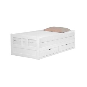 Alaterre Melody White Twin Extendable Day Bed with Integrated Storage