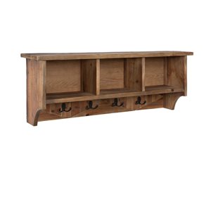 Alaterre Revive Brown 4-Hook Hook Rack with Storage