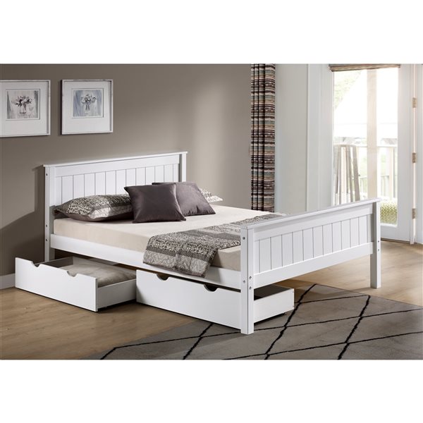 Alaterre Harmony White Full Platform Bed with Integrated Storage