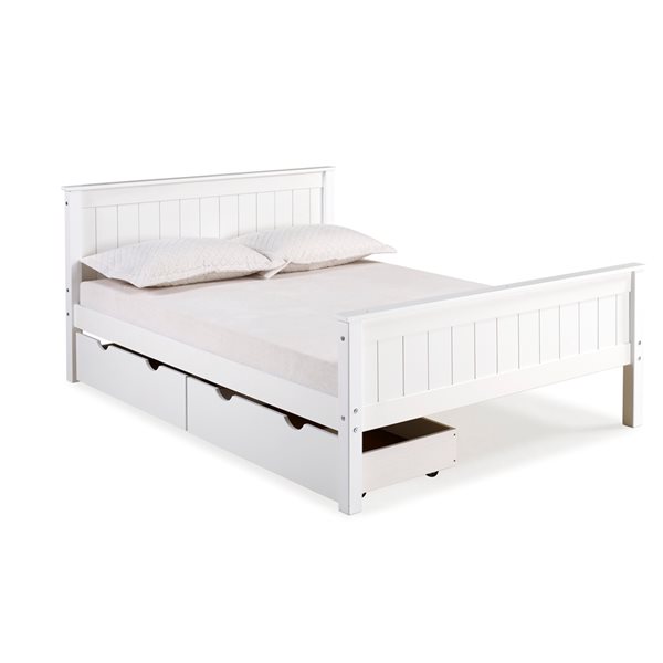 Alaterre Harmony White Full Platform Bed with Integrated Storage