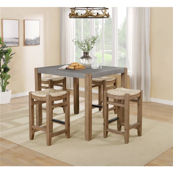 Alaterre Newport Light Amber Dining Room Set with Square Table - 5-Piece