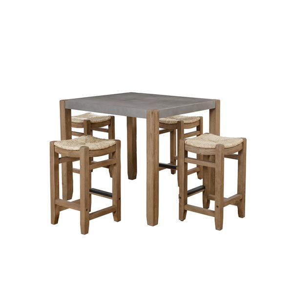 Alaterre Newport Light Amber Dining Room Set with Square Table - 5-Piece