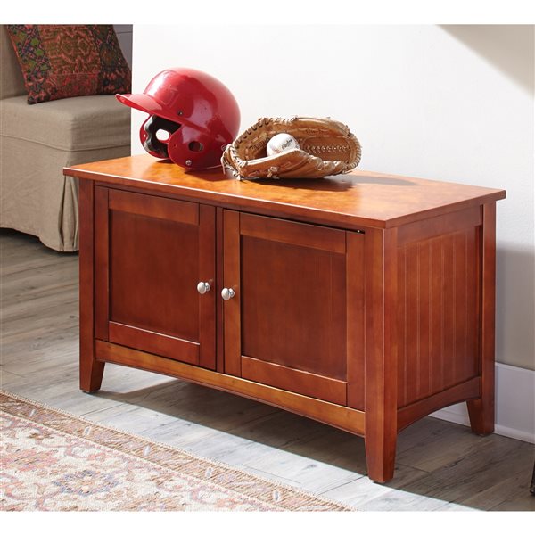 Alaterre Shaker Cottage Rustic Cherry Accent Bench with Integrated Storage