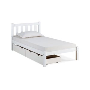 Alaterre Poppy White Twin Platform Bed with Integrated Storage
