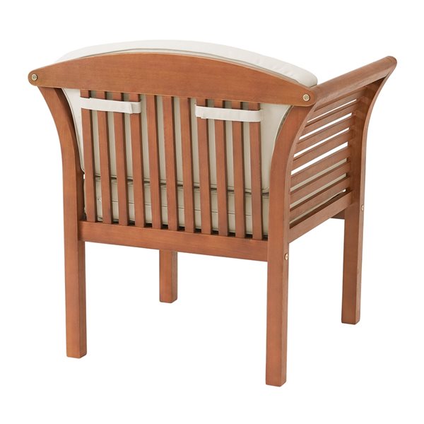 Alaterre Stamford Natural Wood Stationary Conversation Chair with Beige Cushioned Seat