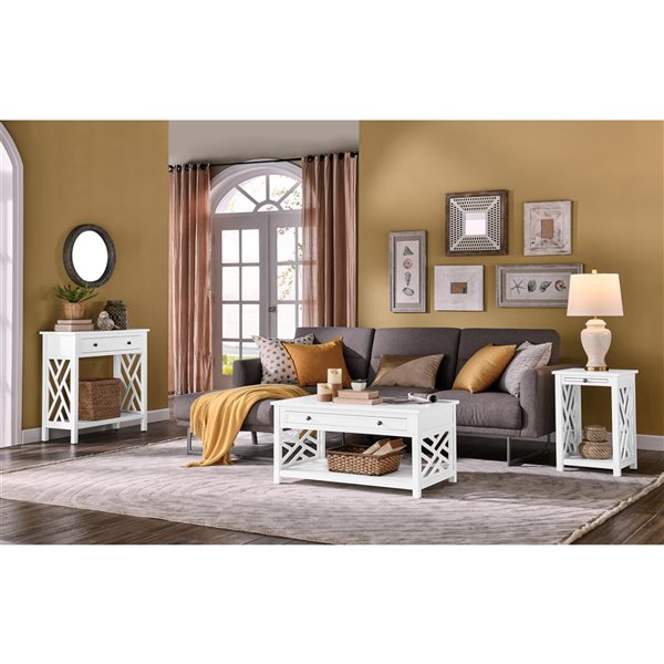 Alaterre Coventry White Pine Accent Table Set - 3-Piece