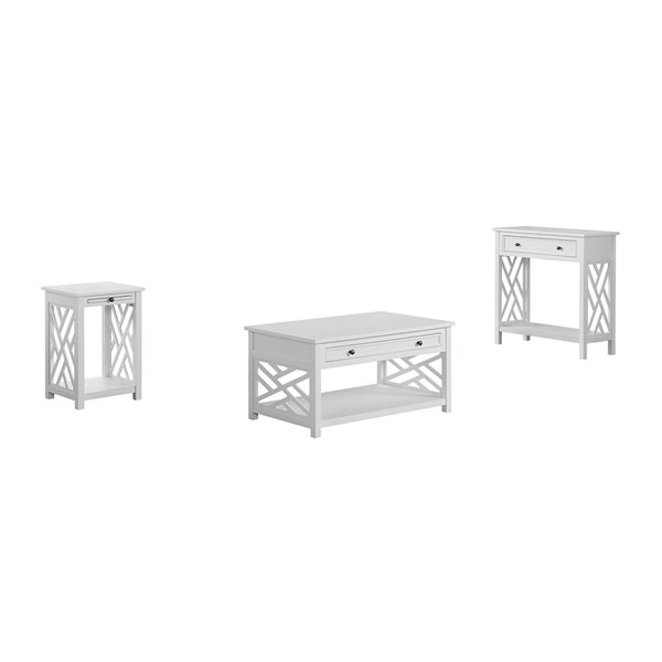 Alaterre Coventry White Pine Accent Table Set - 3-Piece