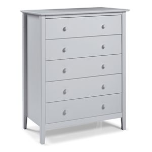 Alaterre Simplicity Dove Grey Pine 5-Drawer Standard Chest