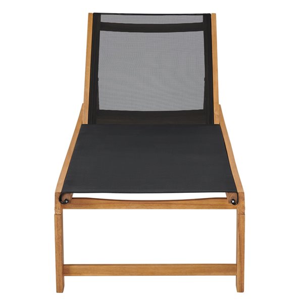 Alaterre Sunapee Natural Wood Stationary Lounge Chair with Black Mesh Seat