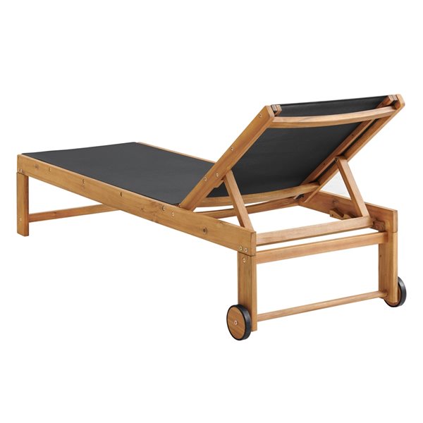 Alaterre Sunapee Natural Wood Stationary Lounge Chair with Black Mesh Seat