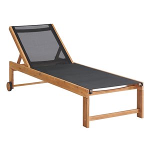 Alaterre Sunapee Natural Wood Stationary Lounge Chair with Black Mesh Seat