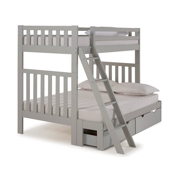 Alaterre Aurora Dove Grey Twin over Full Bunk Bed with Integrated Storage