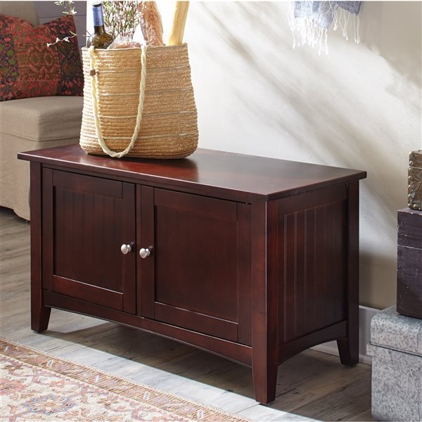 Alaterre Shaker Cottage Rustic Espresso Accent Bench with Integrated Storage