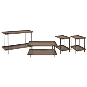 Alaterre Kyra Rustic Brown Oak Accent Table Set - 4-Piece