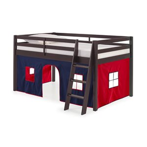 Alaterre Roxy Espresso, Blue and Red Toddler Bed with Tent