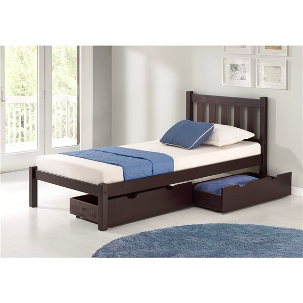 Alaterre Poppy Espresso Twin Platform Bed with Integrated Storage