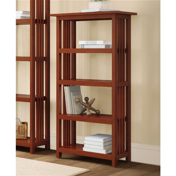 Alaterre Mission 4-Shelf Cherry Wood Bookcase