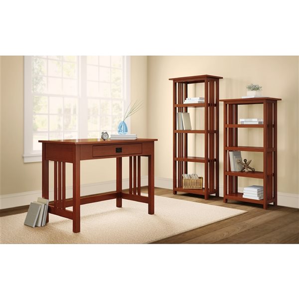 Alaterre Mission 4-Shelf Cherry Wood Bookcase