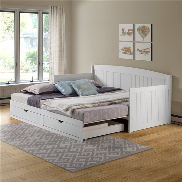 Alaterre Harmony White Twin Day Bed with King Conversion