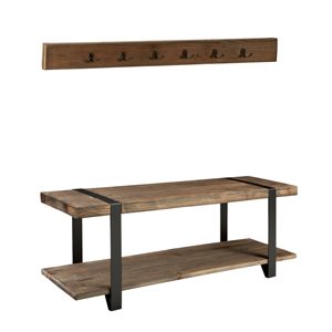 Alaterre Modesto Brown 6-Hook Hook Rack and Bench
