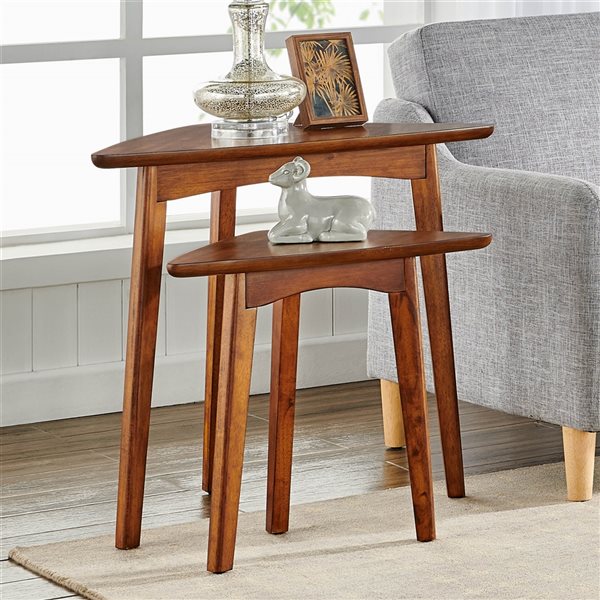 Alaterre Monterey 24-in Warm Chestnut Pine Nesting Accent Table Set - 2-Piece