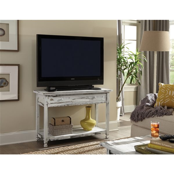 Alaterre Country Cottage White Rustic Console Table