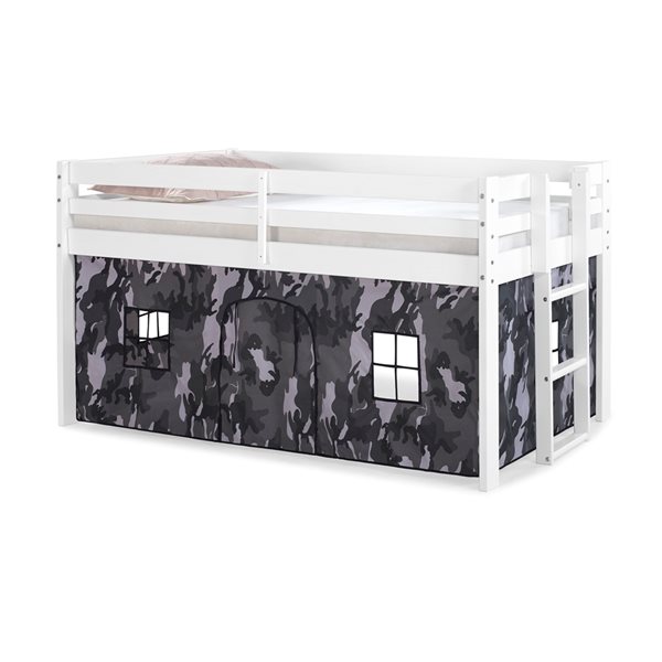 Alaterre Jasper White and Grey Camo Toddler Bed with Tent