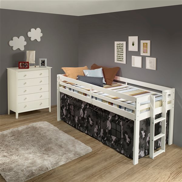 Alaterre Jasper White and Grey Camo Toddler Bed with Tent