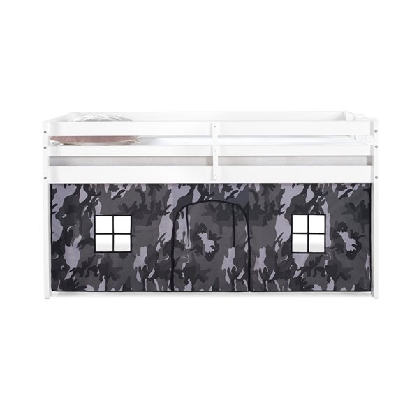 Alaterre Jasper White and Grey Camo Toddler Bed with Tent