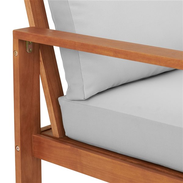 Alaterre Grafton Natural Wood Stationary Conversation Chair with Grey Cushioned Seat