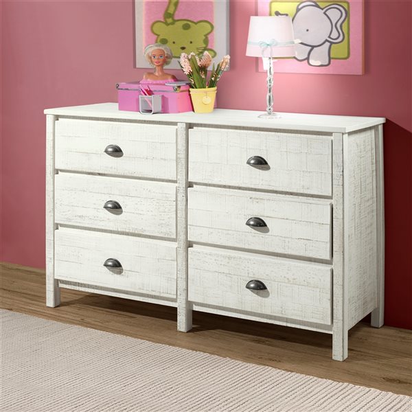 Alaterre Rustic Rustic White Pine 6-Drawer Double Dresser