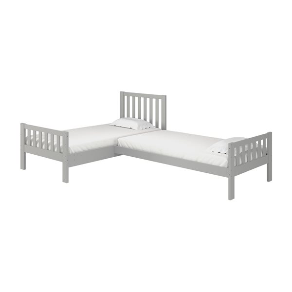 Alaterre Aurora Dove Grey L-Shaped Twin Frame Bed