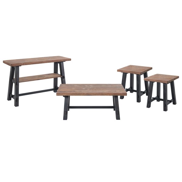 Alaterre Adam Rustic Natural Pine Accent Table Set 4Piece
