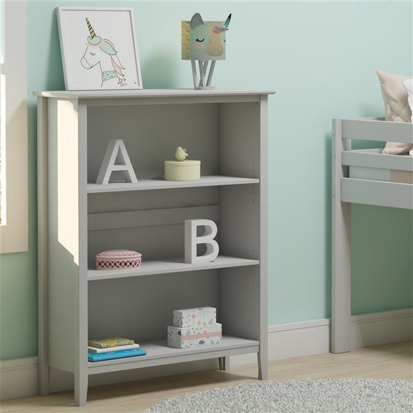 Alaterre Simplicity 3-Shelf Dove Grey Wood Bookcase