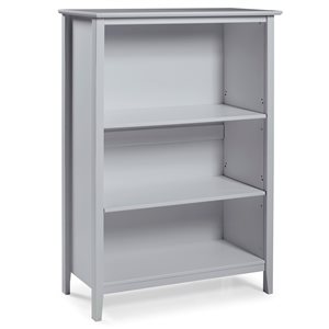 Alaterre Simplicity 3-Shelf Dove Grey Wood Bookcase