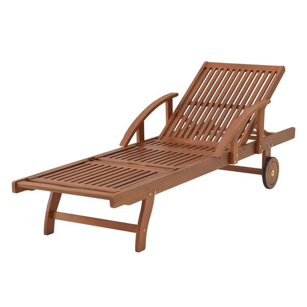 Alaterre Caspian Stationary Natural Wood Lounge Chair with Slat Seat