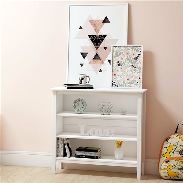 Alaterre Simplicity 3-Shelf White Wood Bookcase