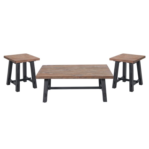 Alaterre Adam Rustic Natural Pine Accent Table Set 3Piece