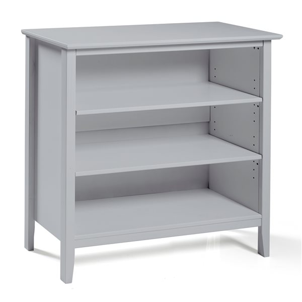 Alaterre Simplicity Dove Grey Wood 3-Shelf Bookcase