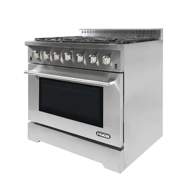 NXR LS 36-in 6-Burner Manual Cleaning Convection Oven Freestanding Gas Range (Stainless Steel)