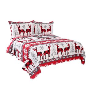 Marina Decoration Printed Xmas Embossed Quilt Set - King