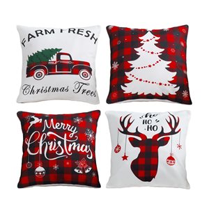 Marina Decoration 18-in Christmas Printed Cushion Cover Set - 4-Piece