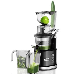 Aeitto Slow Masticating Juicer Machine with Wide 18mm Chute - Black