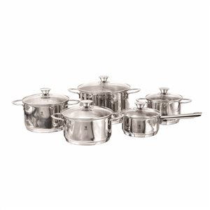 Henckels Biarritz Silver Stainless Steel Cookware Set with Lids - 5-Piece