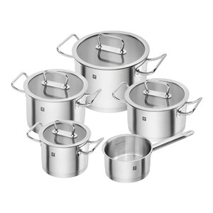 ZWILLING Pro Silver Stainless Steel Cookware Set with Lids - 5-Piece